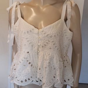 NWTags! JCrew White Eyelet Tank Top